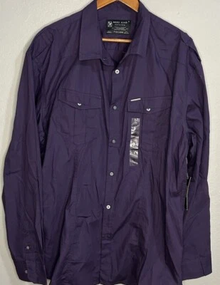 Camisa informal de vestir con botones Marc Ecko corte y costura para hombre XXL 2XL púrpura Foto 1 de 4