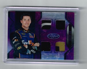 2016 PANINI CERTIFIED PURPLE QUAD DENNY HAMLIN FEDEX RU FS TIRE SM CARD#DH /10
