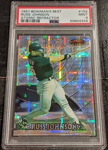 1997 Bowman's Best ATOMIC REFRACTOR Russ Johnson PSA 9 MINT POP-2 NO 10's Astros - Picture 1 of 3