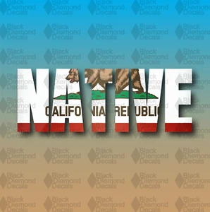Native California State Flag Bear Cali 8" Snowboard Custom Vinyl Decal Sticker - Picture 1 of 1