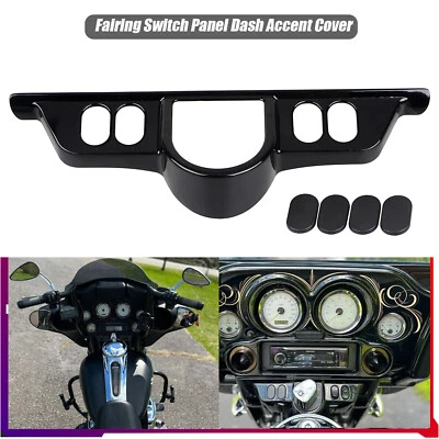 For Harley Electra Glide 1996-2013 Black Fairing Switch Dash Panel Accent Cover Foto 1 de 4