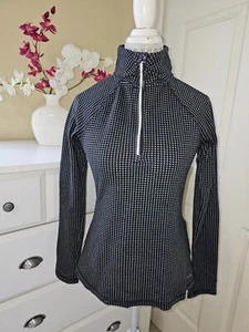 Eddie Bauer Womens Running Long Sl. 1/4 Zip Top Sweater Black Houndstooth Sz.M - Picture 1 of 22