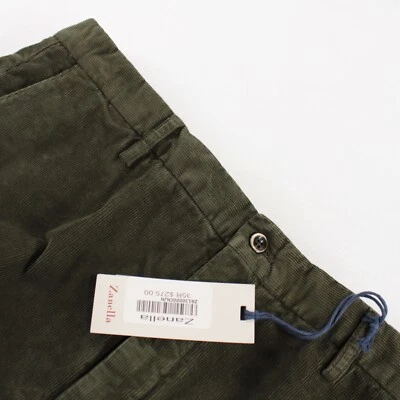 Pantalones chinos/informales Zanella "Noah" talla 35 de EE. UU. mezcla de algodón verde liso Foto 1 de 4