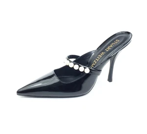 Stuart Weitzman Goldie 100 décolleté a punta nere vernice pelle donna US 9 B - Foto 1 di 14