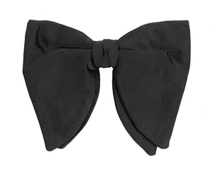 Vintage Black Satin Bow Tie 1970s Oversized Large Butterfly Clip On - Picture 1 of 2