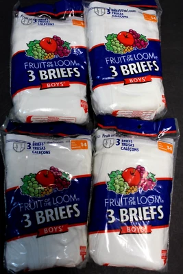Paquete de 12 calzoncillos acanalados de algodón para niños Fruit of the Loom talla 14 cintura 26-27" Foto 1 de 4