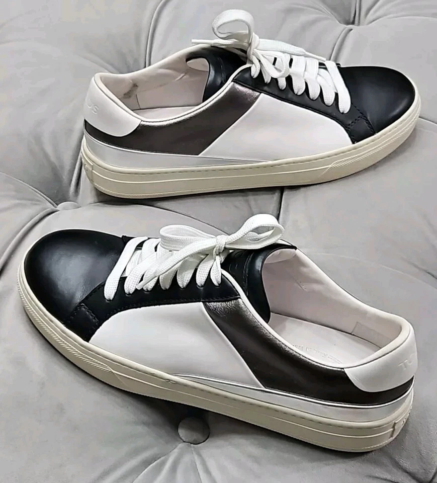 Zapatillas deportivas Tod's negras blancas plateadas de cuero planas para mujer 38,5 8,5 Foto 1 de 4