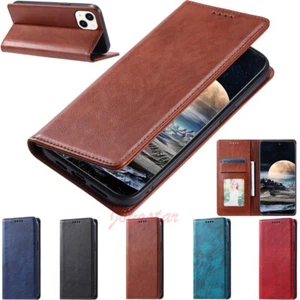 For iPhone 15 14 13 12 11 XR SE 7 8 6s Plus Flip Wallet Leather Phone Case Cover - Picture 1 of 43