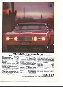 "Anuncio impreso original 1968 Oldsmobile Cutlass 442 (4-4-2) ""The hidden persuaders:"" - Imagen 1 de 1