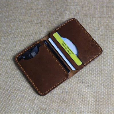 Brown Card Holder Wallet for Men Genuine Leather  Credit Card Holder Slim Wallet - Image 1 of 4