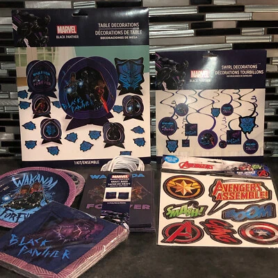 Black Panther Birthday Decorations Wakanda Forever! Party Supplies Bundle - NEW - Image 1 of 4