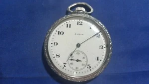 1925 Antique Elgin 7j 12s Open Face Pocket Watch for parts - Picture 1 of 11