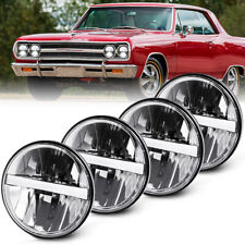 for Chevy Chevelle 1965-70 4PCS 5 3/4" 5.75" LED Headlights Hi/Lo Beam DRL Lamps