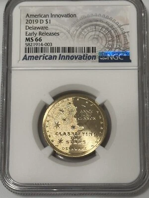 2019 D AMERICAN INNOVATION DOLLAR $1 Delaware NGC MS 66 EARLY RELEASES - Image 1 of 4