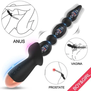 Male Prostate Vibrator Massager Anal Beads Butt Plug Dildo Sex Toys For Men USA - Picture 1 of 16