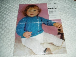 ORIGINAL, VINTAGE, HAYFIELD KNITTING PATTERN No. 1069 BABY'S SWEATERS - Picture 1 of 4
