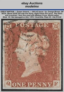 Großbritannien - QV 1841-43, Sc.3a- SG12, 1p, (QF), Platte 35, ss., Kat. 315,00 $ - Bild 1 von 2