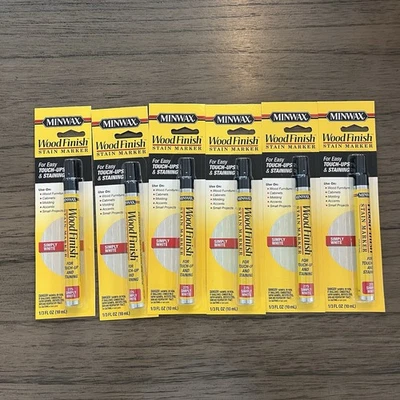 Paquete de 6 marcadores de manchas con acabado de madera Minwax fáciles retoques simplemente blancos 10 ml Foto 1 de 4
