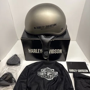 Harley Davidson Motorcycle Half Low Pro Helmet - HD-X06 - Silver - Size Large - - Picture 1 of 24