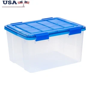 Airtight Heavy Duty Plastic Storage Bins W/ Lids Stackable Organizing Totes New - Picture 1 of 10