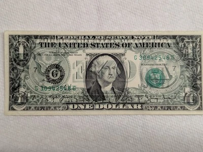 1977 A $1 One Dollar Bill Frn Note Very DarkOffset Printing Back To Front Error - Image 1 of 4