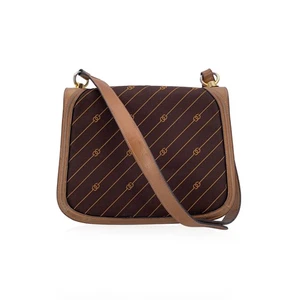 Auténtico Bolso de Hombro Gucci Vintage Marrón Logo Lona GG Cuero Tostado - Imagen 1 de 7
