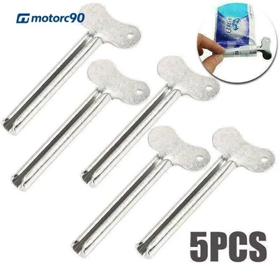 Exprimidor de pasta de dientes de tubo de acero inoxidable de 5 piezas dispensador de llaves fácil soporte rodante Foto 1 de 4