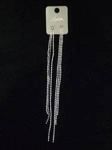 Lovisa klare Strass 8" Wasserfall Hänger Tropfen Fransen Ohrringe silberfarben Glamourös - Bild 1 von 8