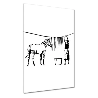 Leinwand Bild Wandbild Canvas Print Zebrawäsche Banksy Nr. H8705_PC - Bild 1 von 4