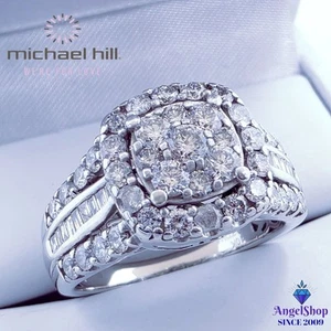MICHAEL HILL 10ct White Gold Ring 10K Diamond Ring 1.50ct Size O - Picture 1 of 6