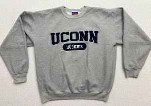 vintage uconn huskies sweatshirt Champion Mens Large Gray Crewneck B10 - Picture 1 of 8
