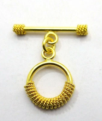 3 SET 17X27MM BALI TOGGLE CLASP 18K GOLD PLATED 411 ATL-26 - Image 1 of 3