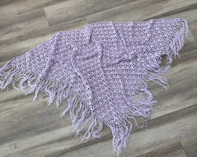 Mantón de colección envolvente triángulo capa flecos cálidos ópera piano victoriano lila Foto 1 de 4