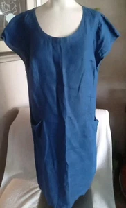 J Jill Love Etuikleid Leinen jeansblau Flügelärmel Gr. M - Bild 1 von 12