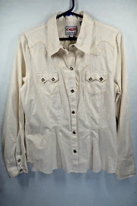 Roper Womens Long Sleeve Pearl Snap Western Shirt Size Large Cowboy Shinny Rodeo - Picture 1 of 10