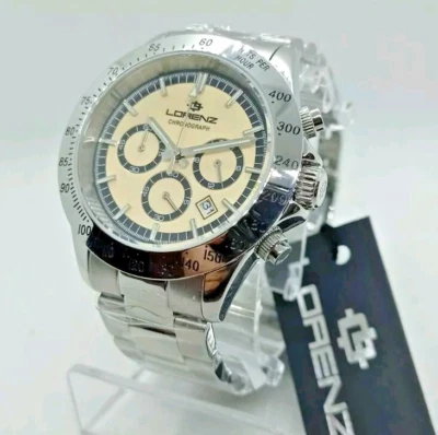 OROLOGIO UOMO LORENZ CRONOGRAFO TACHIMETRICO IN ACCIAIO,CON DATARIO CASSA 40mm - Immagine 1 di 4