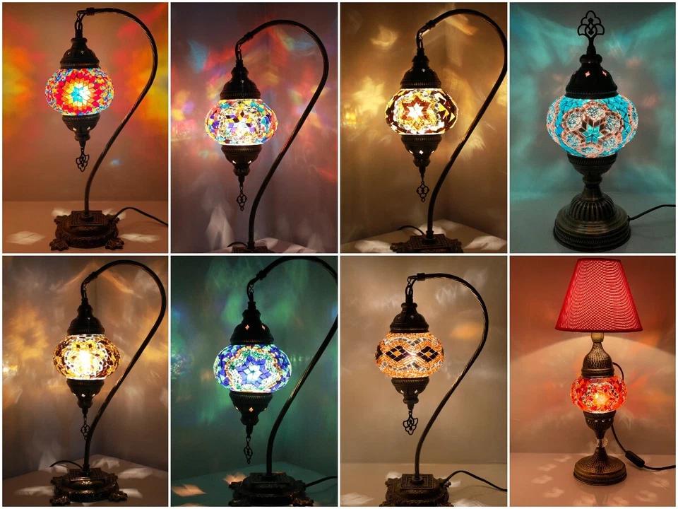 BRIGHTSTOREUK Turkish Moroccan Lamp Tiffany Glass Colourful Desk Table Lamp - UK Certified