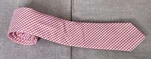 Tallia Orange White Gingham Necktie Tie Hipster Preppy Whimsical Goblin Core - Picture 1 of 6