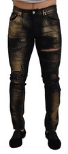 DOLCE & GABBANA Jeans Black Gold Dusting Cotton Casual Denim IT48/W34/M 1500usd
