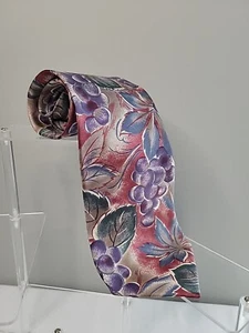 Christian Dior Monsieur Tie Silk Tan Purple Green Grapes Leaves Design NIB t2897 - Picture 1 of 7