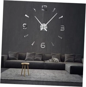 3D Wall Clock Large Modern Mute DIY - Decoration Gift - Living Room B) Silver - Picture 1 of 7