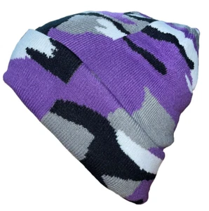 Camo Camouflage Stocking Cap Beanie Hat Hunting Hunter Military Purple Toque - Picture 1 of 4