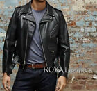 Racer Men Outlook Collar Belt Coat Authentic Lambskin 100% Leather Black Jacket