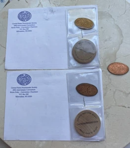 Lot of Five (5) CSNS Central States Wooden Nickels & Elongated Cents - JS - Picture 1 of 2