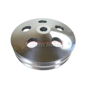 Billet Polish Aluminum GM 2Groove Power Steering Pump Pulley Key Way Saginaw SBC - Picture 1 of 2