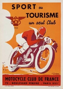 Vintage Motorcycle Club de France Sport Tourism Print Poster Wall Picture A4 + - Picture 1 of 2