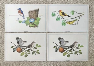 Set of 4 Vintage 1971 North American Bird Vinyl Placemats Artist Chuck Ripper - Picture 1 of 11