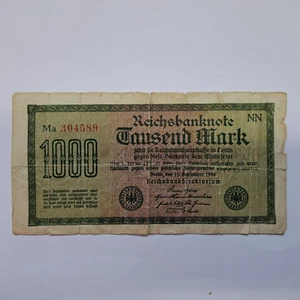 1000 Mark Reichsbanknote Tausend Mark Banknote Geldschein 1922 - Bild 1 von 2