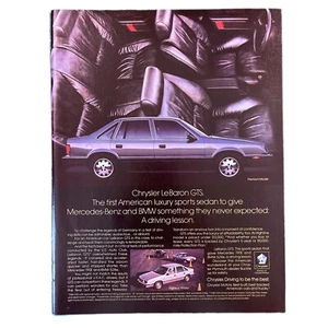 Chrysler LeBaron GTS Print Advertisement Vintage 1986 80s 8.25x11” Auto - Picture 1 of 2