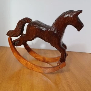 Hand-Carved Vintage Rustic Folk Art Rocking Horse Miniature - Picture 1 of 6